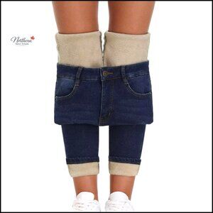 Women's Fleece Lined Skinny Jeans High Waisted Winter Warm Stretch